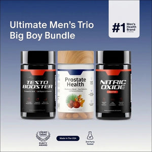 Ultimate Men's Health Trio - Testo Booster + Prostate Health + Nitric Oxide Booster - Supports Testosterone Production - D-Aspartic Acid & 14 Plants - 3rd Party Tested - Boost Blood Flow & Stamina - Muscle Mass & Performance Booster