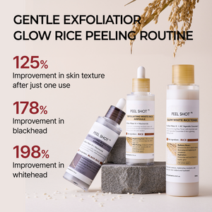 Korean Skincare Set with Black Rice Ampoule, White Rice Ampoule and Toner