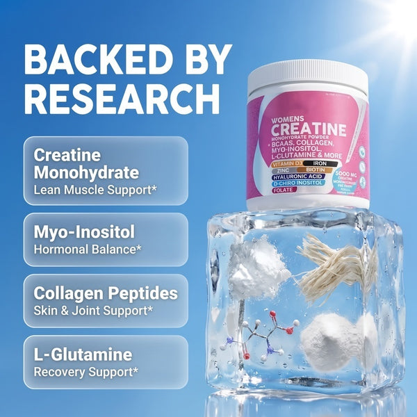 Women's Creatine Monohydrate Powder with BCAAs, Collagen, Myo-Inositol, L-Glutamine, & More for Optimal Wellness & Beauty Support – Shelf Builder
