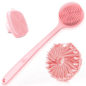 Silicone Bath Brush Set, Exfoliating Face, Back & Body Scrubber