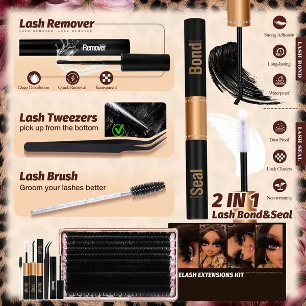 280Pcs Thick Lash Clusters 260D Dramatic Lash Clusters 14 24mm Mega Volume Cluster Eyelash Extensions D Curl Fluff Individual Lash Clusters with Soft Thin Band Professional Salon Lash Extensions Look Ultra Dense & Long Extensions Empress Look