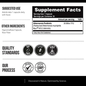 Akkermansia Probiotic – 30 Billion TFU – Max Strength, Clinically Validated Superior Pasteurized For