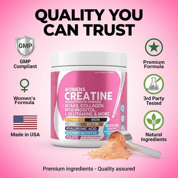 Women's Creatine Monohydrate Powder with BCAAs, Collagen, Myo-Inositol, L-Glutamine, & More for Optimal Wellness & Beauty Support – Shelf Builder