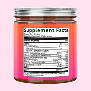 Biotin Gummies for Hair Growth, Skin & Nails – 5000 mcg Biotin + Vitamins C & E + Zinc - 30 Gummies - Vegan Wild Berry Flavor - 1 Month Supply