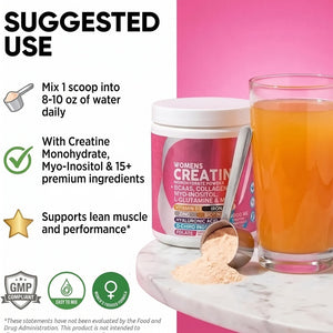 Women's Creatine Monohydrate Powder with BCAAs, Collagen, Myo-Inositol, L-Glutamine, & More for Optimal Wellness & Beauty Support – Shelf Builder