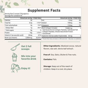 Multi Collagen Peptides Powder - Hydrolyzed Protein Peptides (Type I,II,III,V,X) with Hyaluronic Acid, Biotin & Vitamin C Unflavored