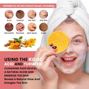 Kojic Acid Turmeric Cleansing Pads for Acne, Dark Spots and Hyperpigmentation