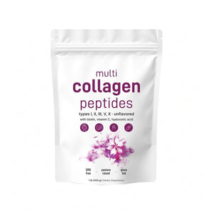 Multi Collagen Peptides Powder - Hydrolyzed Protein Peptides (Type I,II,III,V,X) with Hyaluronic Acid, Biotin & Vitamin C Unflavored