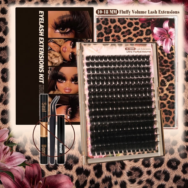 280Pcs Thick Lash Clusters 260D Dramatic Lash Clusters 14 24mm Mega Volume Cluster Eyelash Extensions D Curl Fluff Individual Lash Clusters with Soft Thin Band Professional Salon Lash Extensions Look Ultra Dense & Long Extensions Empress Look