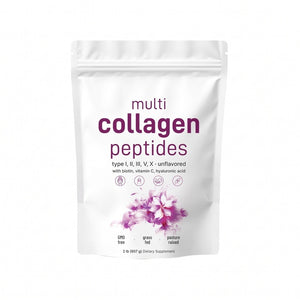 Multi Collagen Peptides Powder - Hydrolyzed Protein Peptides (Type I,II,III,V,X) with Hyaluronic Acid, Biotin & Vitamin C Unflavored