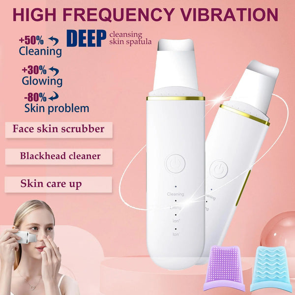 Rechargeable Ultrasonic Skin Scrubber with Vibration Massage, USB