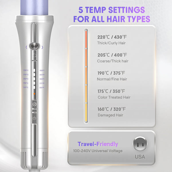 One Touch Airflow Styler Pro, Auto Rotating Curling Iron, 5 Temps
