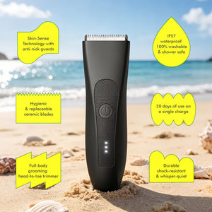 Groin & Body Hair Trimmer for Men, Waterproof Wet/Dry Ceramic Blade