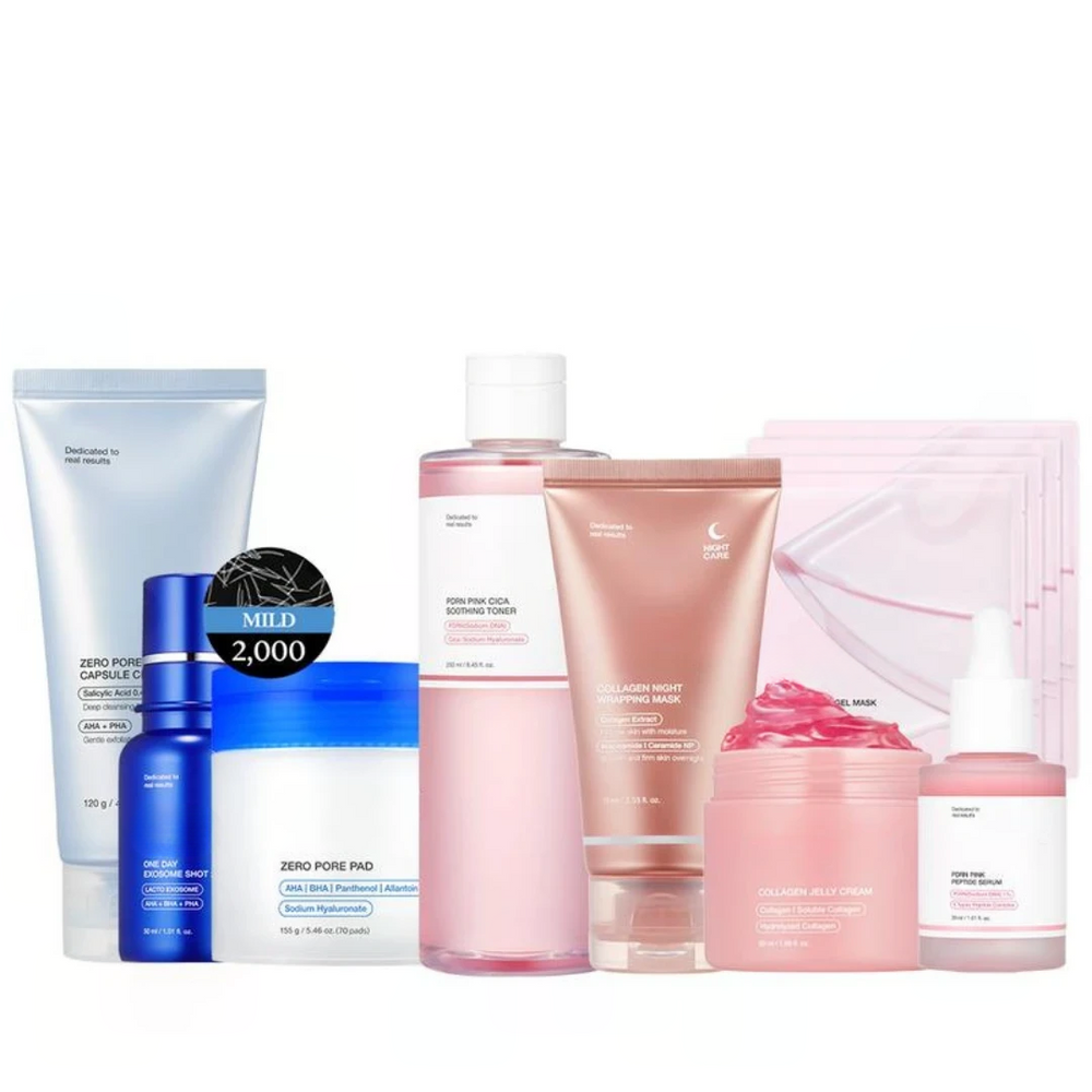 Affordable Glass Glow 8-Piece K-Beauty Skincare Set — Gentle PM Routine for Radiant Skin