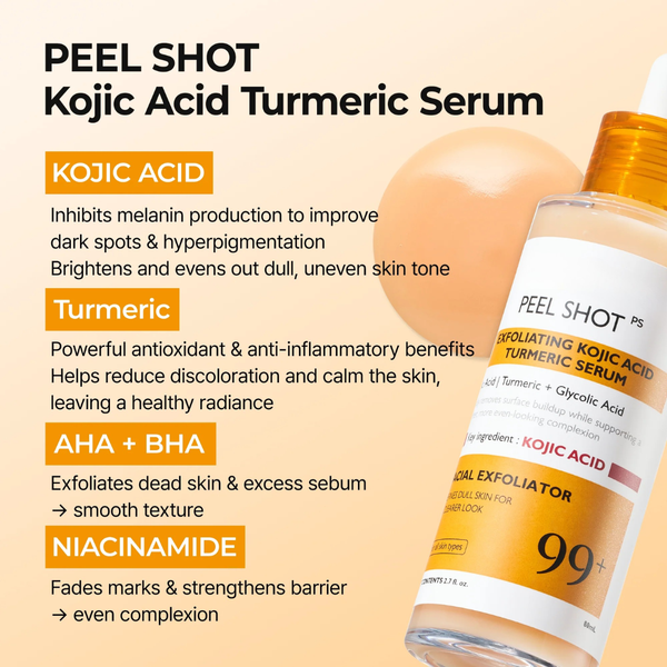 Kojic Acid Amber Face & Body Care Set with Turmeric for Dark Spots and Hyperpigmentation