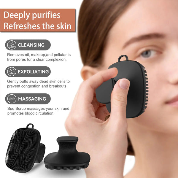 Silicone Bath Brush Set, Exfoliating Face, Back & Body Scrubber