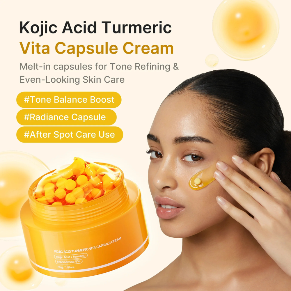 Kojic Acid Turmeric Vita Capsule Cream for Dark Spots and Glow