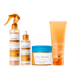Kojic Acid Amber Face & Body Care Set with Turmeric for Dark Spots and Hyperpigmentation