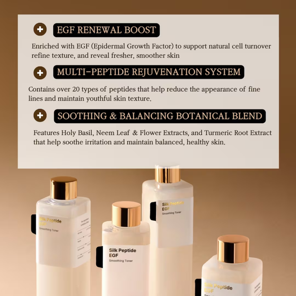 Silk Peptide EGF Smoothing Toner for Hydration, Fine Lines and Glow