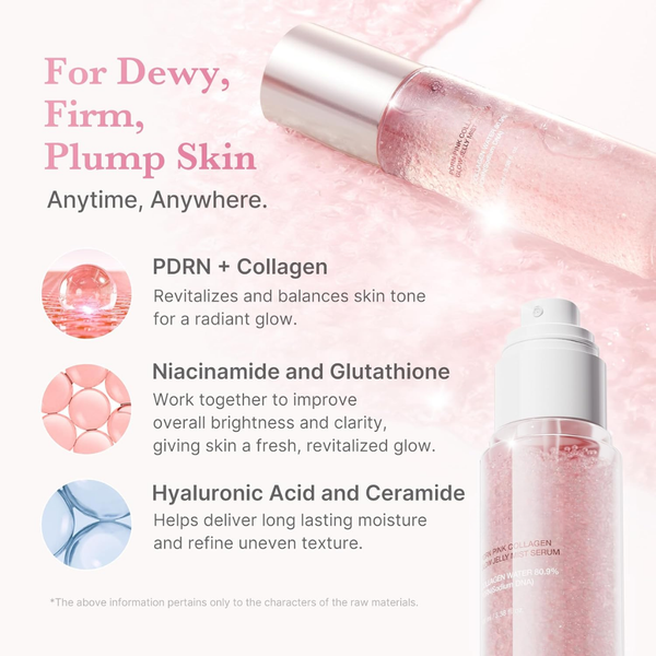 Jelly Mist Serum with Pink PDRN Collagen for Hydration and Glow