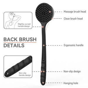 Silicone Bath Brush Set, Exfoliating Face, Back & Body Scrubber