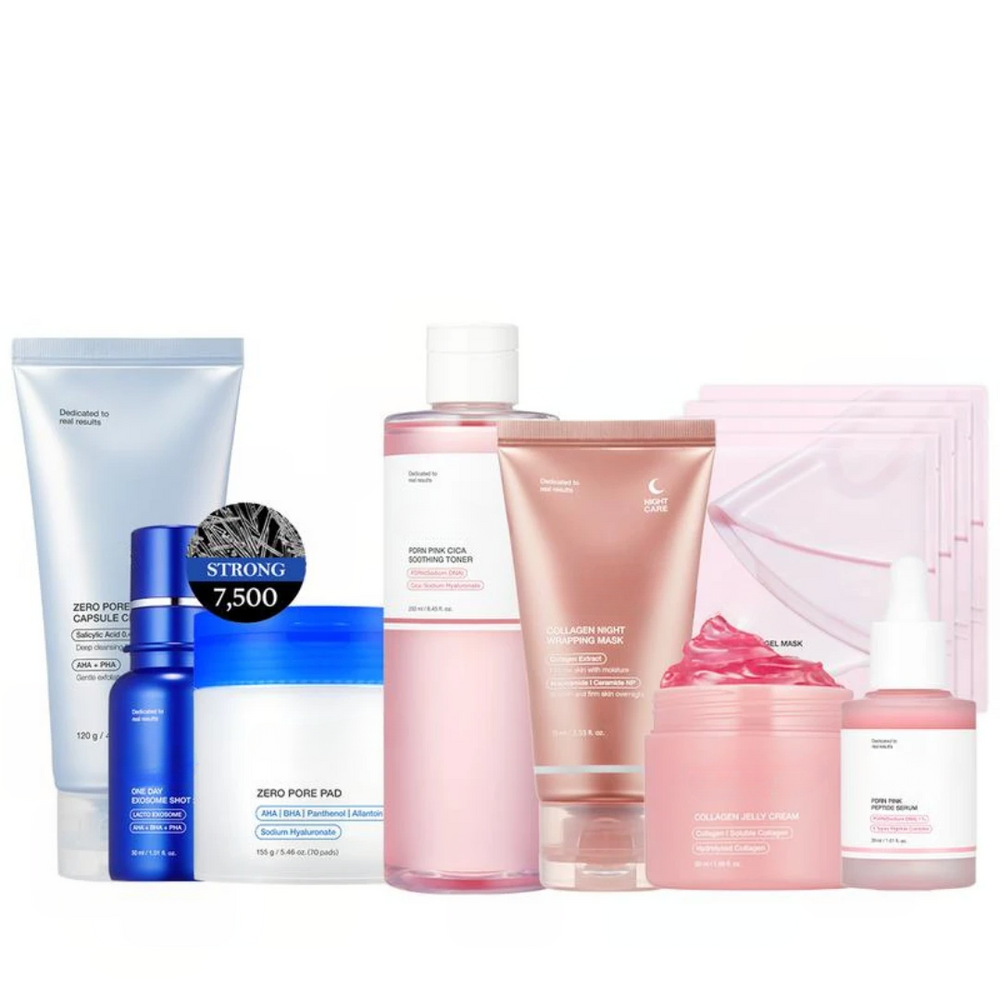 Affordable Glass Glow 8-Piece K-Beauty Skincare Set — Gentle PM Routine for Radiant Skin