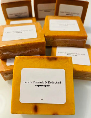 Lemon Turmeric & Kojic Acid Brightening Bar Soap for Dark Spots and Even Skin