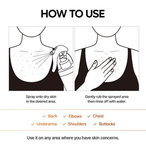 Kojic Acid Turmeric Body Spray for Dark Spots and Rough Texture