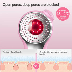 Electric Silicone Facial Cleansing Brush with Sonic Vibration, LED