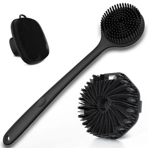 Silicone Bath Brush Set, Exfoliating Face, Back & Body Scrubber