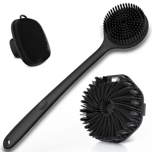 Silicone Bath Brush Set, Exfoliating Face, Back & Body Scrubber