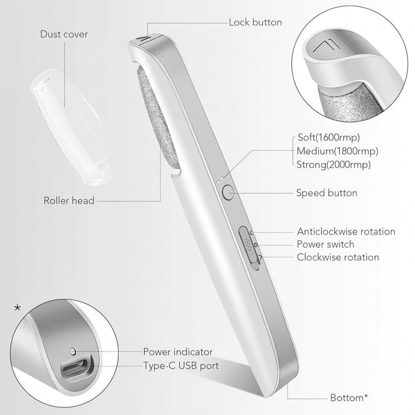 Electric Feet Callus Remover, Portable Foot File, Waterproof