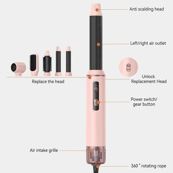 5-in-1 LiteStyle Hot Air Brush, Auto-Wrap Curl, Dry, Straighten