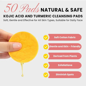 Kojic Acid Turmeric Cleansing Pads for Acne, Dark Spots and Hyperpigmentation