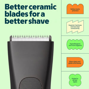 Groin & Body Hair Trimmer for Men, Waterproof Wet/Dry Ceramic Blade