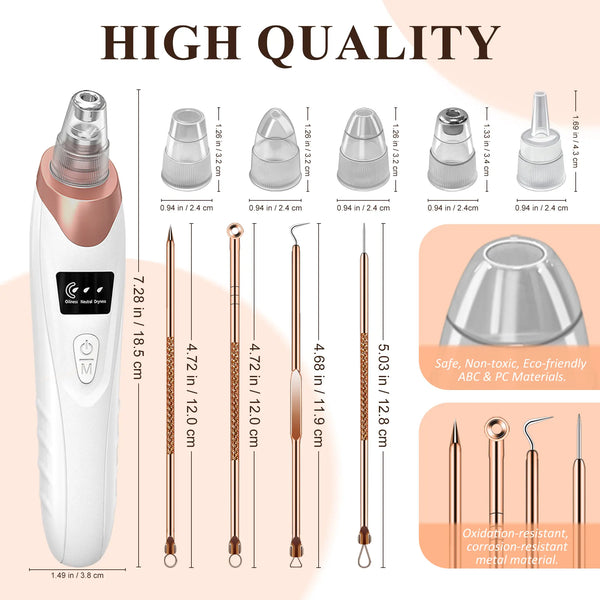 Blackhead Remover Pore Vacuum, USB Rechargeable, 3 Suction Levels