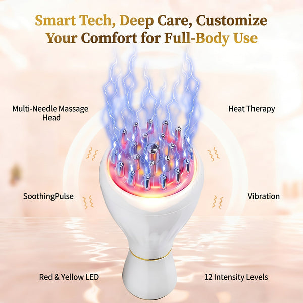 Handheld Body Massager with Heat, Vibration & Red Light, 12 Levels