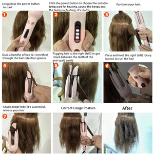 Automatic Hair Curling Iron, Negative Ion Rotating Curl Wand, 4 Heat