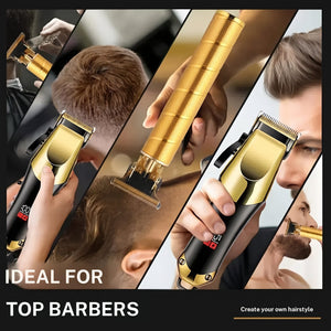 Professional Three-Piece Hair Clippers Set for Men, USB Rechargeable