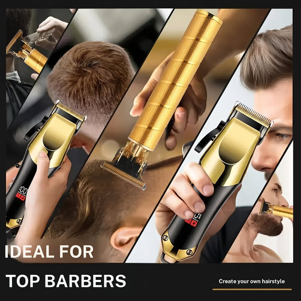 Professional Three-Piece Hair Clippers Set for Men, USB Rechargeable