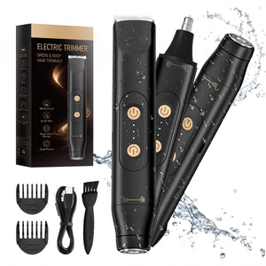 Electric Groin Hair Trimmer for Men, Dual Heads Waterproof Ceramic