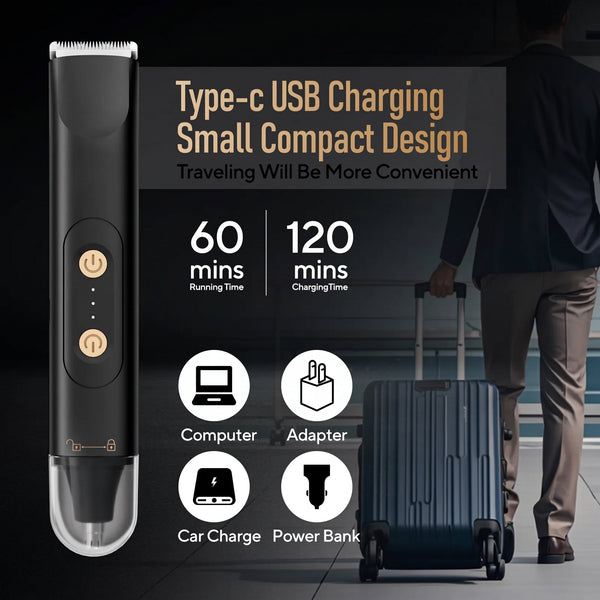 Electric Groin Hair Trimmer for Men, Dual Heads Waterproof Ceramic