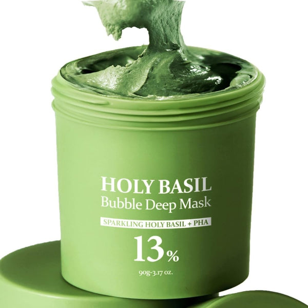 Holy Basil Bubble Deep Mask with Korean Clay and PHA for Pore Cleansing 90g