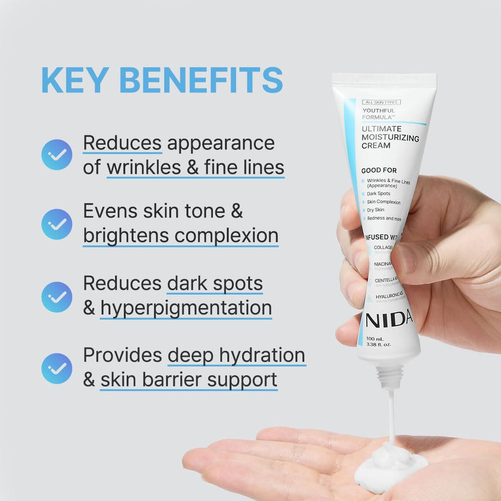 NIDA Youthful Formula Ultimate Moisturizing Cream — Niacinamide, Hyaluronic Acid & Collagen | 100ml