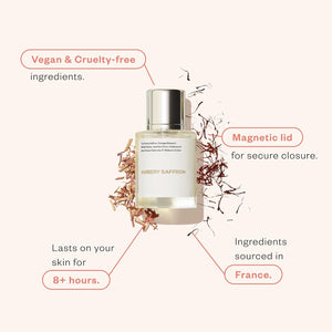 Ambery Saffron Eau de Parfum featuring Warm Spicy Woody Notes, Vegan