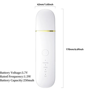 Rechargeable Ultrasonic Skin Scrubber with Vibration Massage, USB