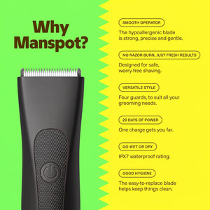 Groin & Body Hair Trimmer for Men, Waterproof Wet/Dry Ceramic Blade
