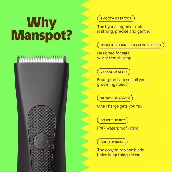 Groin & Body Hair Trimmer for Men, Waterproof Wet/Dry Ceramic Blade