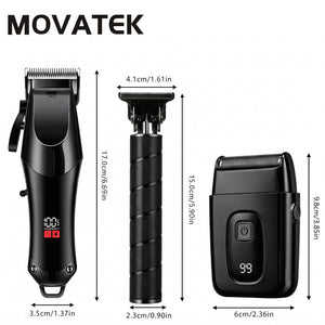 Professional Three-Piece Hair Clippers Set for Men, USB Rechargeable