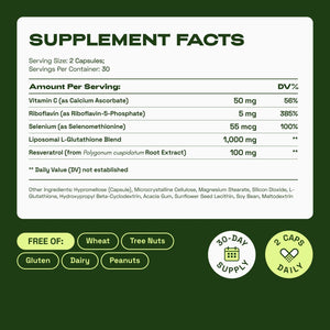 Liposomal Glutathione Supplement with Resveratrol, Vitamin C, Selenium and Vitamin B2